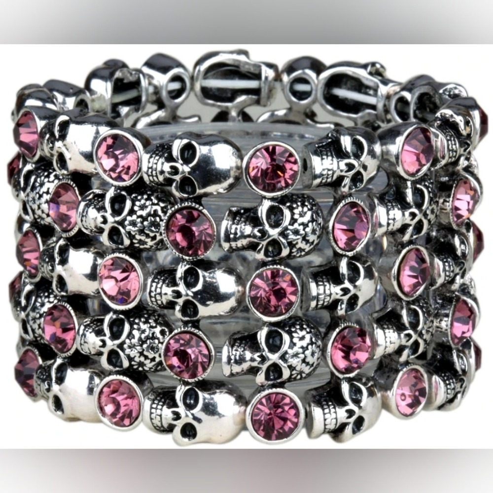 AMAZING CRYSTAL & SKULL STATEMENT BRACELET